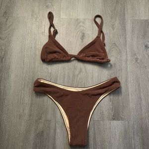Zulu & Zephyr Toweling Bikini Set in Brown
